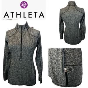 ATHLETA 1/4 zip long sleeve top with zippered pocket in gray size medium